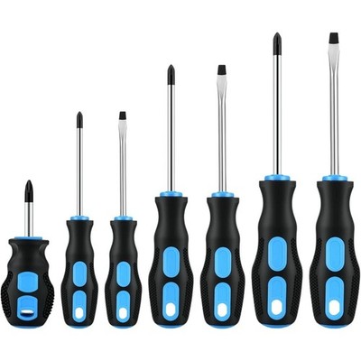 Magnetic Screwdriver Set - 7-Piece Cushion Grip Kit / 4 & 3 Flat Heads