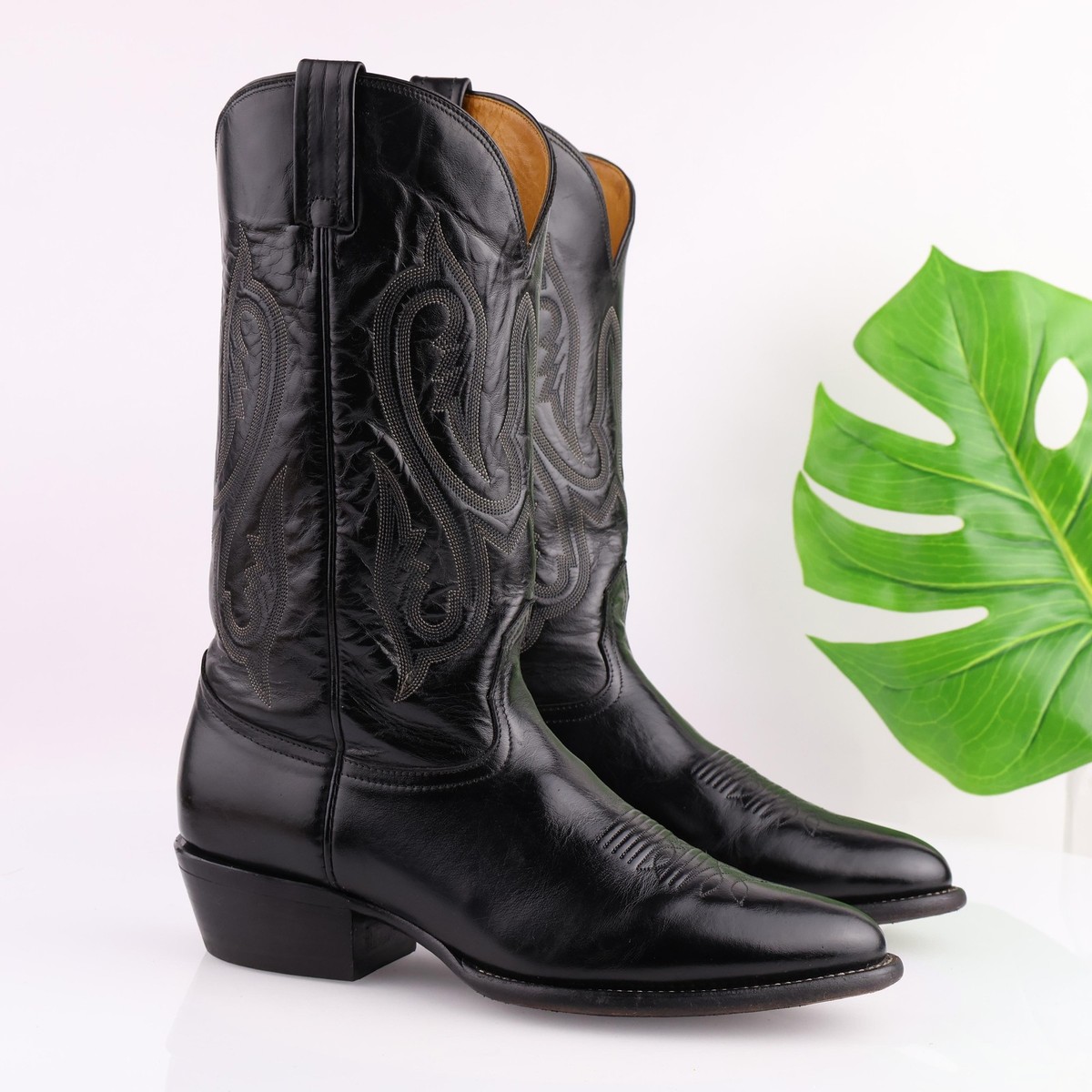 Nocona Mens Cowboy Boot Size 10.5 B Black Imperial Leather 
