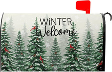 Winter Welcome Mailbox Covers Magnetic Standard Size 21X18, Winter Cardinal Bird
