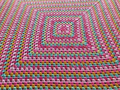 Handmade Baby Girl's Granny Square Crochet Blanket. 68x68. Pink,Yellow,Mint.