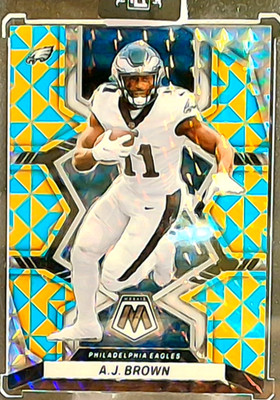 2023 Mosaic A.J. Brown Blue Fluorescent /15 SSP #191 Eagles Rare Short Print