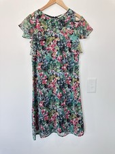 Jorge Perez Womens Small Green Floral Sheer Sleeveless Cut Out Maxi Dress