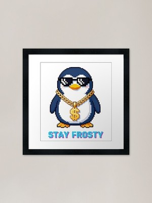 Stay Frosty - Cooles 8-Bit Pixel Kunst gerahmtes Wandbild Poster Leinwanddruck Bild