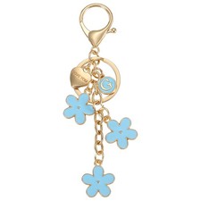 Initial Letter Keychain with Love You Heart, Flower Keychain, Alphabet G Blue