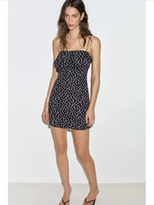 ZARA slim-fit sleeveless polka dot mini short bandeau corset dress