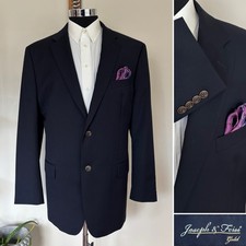 Joseph  Feiss Gold Two Button Navy Nautical Blazer Wool Sport Coat Jacket 48L