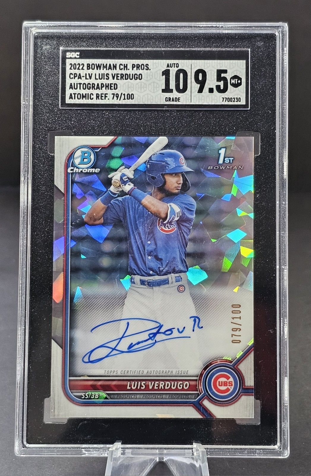2022 Bowman Chrome Luis Verdugo #CPA-LV 1st Bowman Atomic Ref Auto /100 SGC 9.5