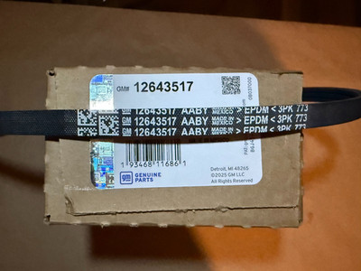 New Genuine GM Vacuum Pump Belt 12643517 fits various GM Truck models 2015-20