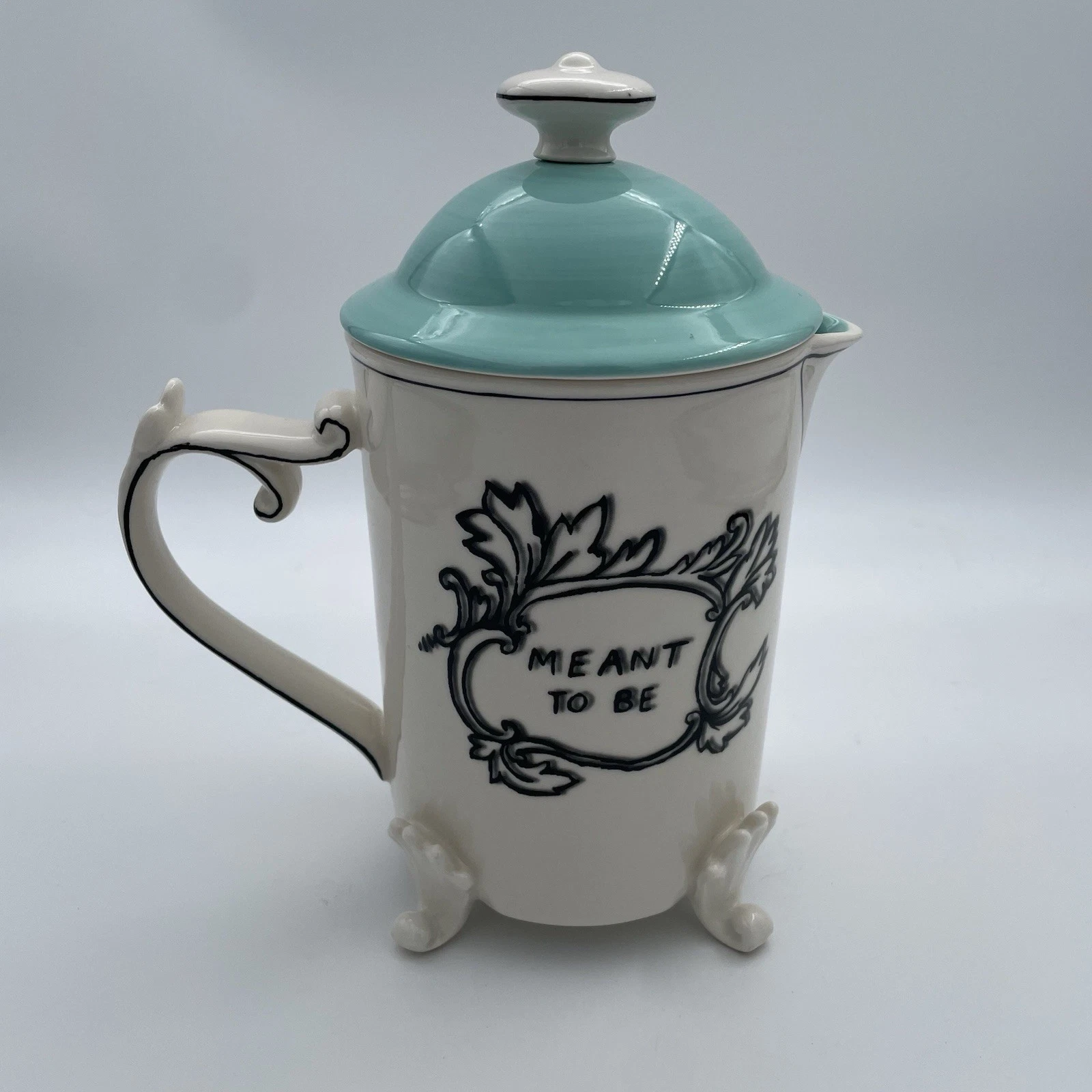 Anthropologie Molly Hatch “Meant To Be” French Press Ceramic Turquoise Rare EUC