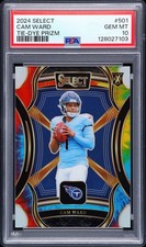 Cam Ward 2024 Panini Select XRC Tie-Dye 1/25 Jersey Number #501 Rookie RC PSA 10