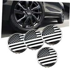 USA Flag Wheel Center Cap Covers, 3.27 inches / 83MM Rim Hub Caps, 4 PCS Black