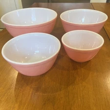 Classic Mid Century Modern Pink Pyrex Nesting Mixing Bowls Set of 4