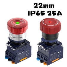 Emergency Stop Switches 22mm Push Button Switch 25A Twist Release LED Red Green