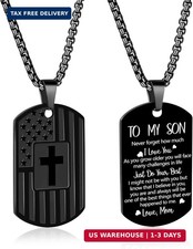 Dog Tag Cross Necklace for Men, American Flag Cross Pendant Necklace Gifts for F