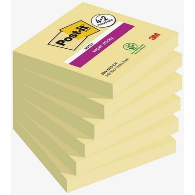 4 + 2 GRATIS: Post-it  Super Sticky Notes Haftnotizen extrastark gelb, 4...