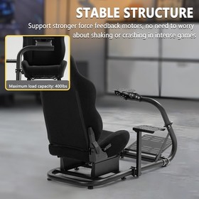 Marada Racing Simulator Cockpit Semi Open With Black Seat Fits For Logitech G920