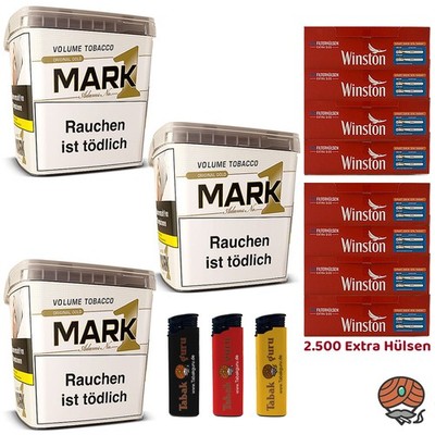 Mark Adams No.1/Mark1 GOLD Volumentabak XXXL-Box 3x 400g, Winston Extra Hülsen +