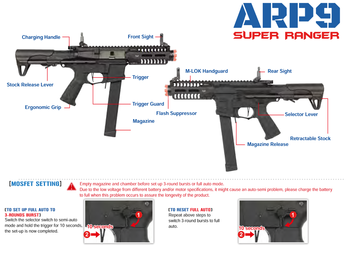 G&G Arp9 Super Rangers Fire Red AEG Automatic Electric M4 Airsoft