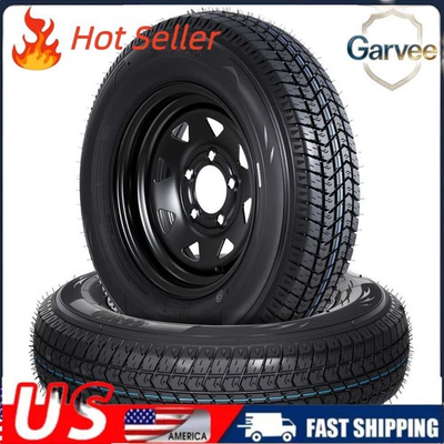 #ad ST175 80D13 Trailer Tire amp; Wheel Set of 2 Black Spoke 6PR 5x4.5 Bolt $132.99