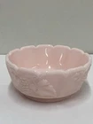 Pink Milk glass Vintage Small Bowl Or Nappy Grapes & Leaf Pattern Good Condition