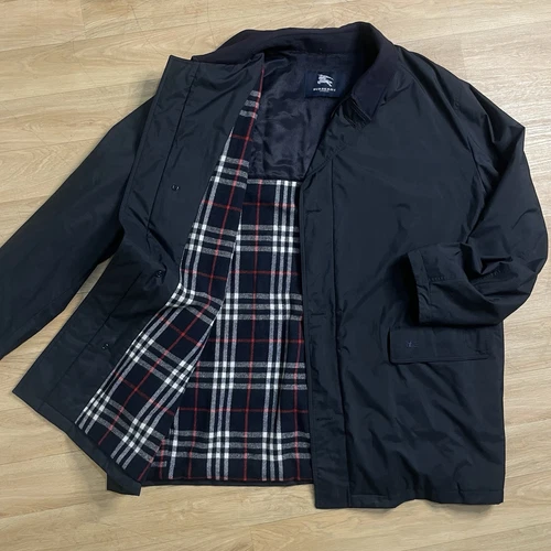 cappotto burberry LONDRA INVERNALE giacca nova check lana colletto uomo blu navy taglia 2XL