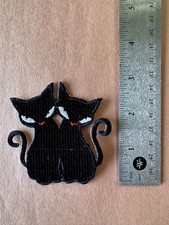 a PAIR of BLACK CAT iron on patch   Cat iron on