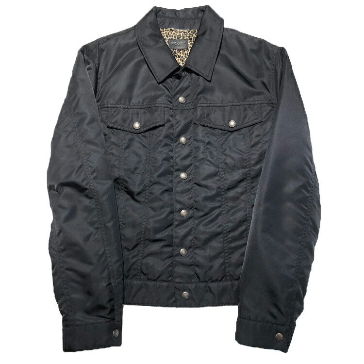 Giacca tracker Saint Laurent 22SS foderata leopardata taglia 46 18 pollici nera