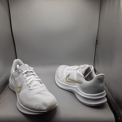 Nike Downshifter 11 Shoes Womens Size 8.5 White Gold Running Athletic CW3413-100
