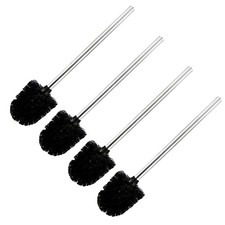 4 Pcs Stainless Steel Handle Toilet Brushes Plastic Black For Toilet Cleaning