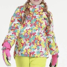 Phibee girls ski snow winter coat printed hooded full zip Jacket snowboard 12-14