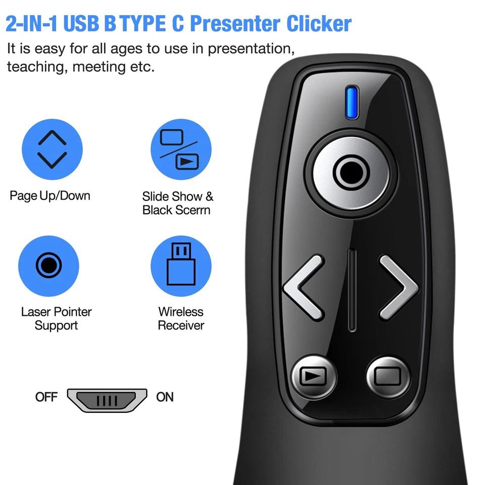  Presentation Wireless Presenter Remote USB Powerpoint Laser Pointer Clicker  - Image 2 of 4