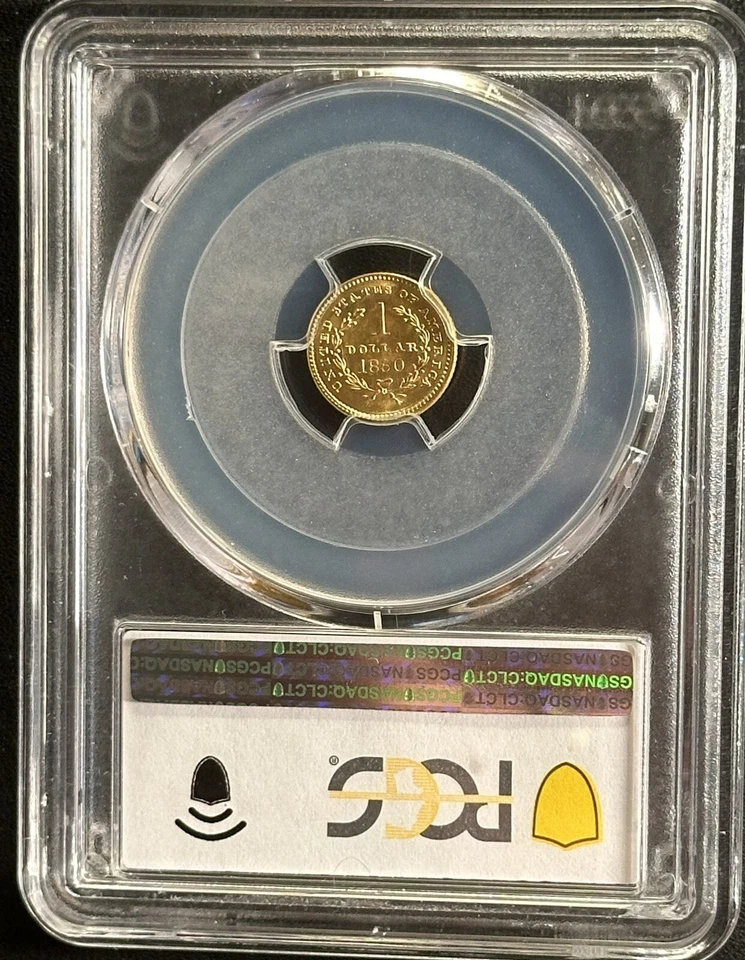 1850 G$1 PCGS MS66 Rare High Grade Pop 3/5 - Image 2 of 3