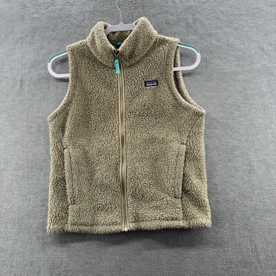 patagonia girls size XL (14) beige sherpa full zip fleece vest