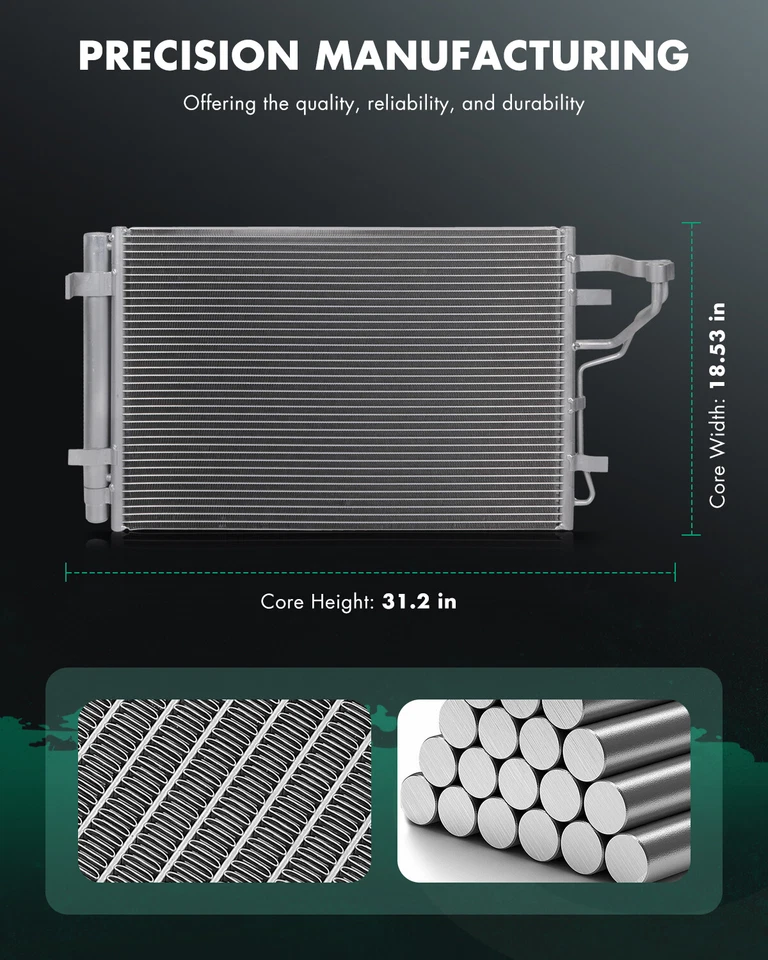Condensador de aire acondicionado de aluminio 3591 para Hyundai Elantra 2007 2008 2009 2010 2011 2012 Foto 2 de 4