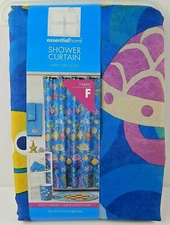 Essential Home Fabric Shower Curtain Happy Creatures Fish