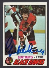 Grant Mulvey Hand Signed 1977-78 Topps Hockey Card #101 Blackhawks COA