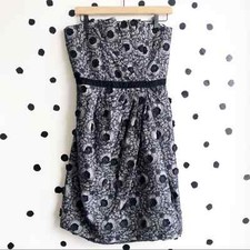 Marc by Marc Jacobs Strapless Embroidered Dress Black Gray Sz 6 Cocktail A-Line