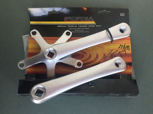 Forza Alloy Triple Crank Arm Set R+L Silver NOS NIP 165mm 130/74mm J&B Imports - Picture 1 of 2