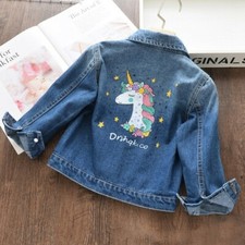 Denim denim jacket girls unicorn print between-seasons jacket party dress skirt cosplay