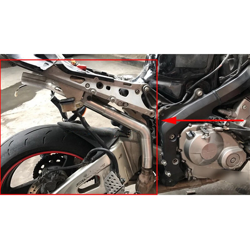Sistema de escape para motocicleta Honda CBR1000RR 2004-2007 2 tubo silenciador medio Foto 3 de 4