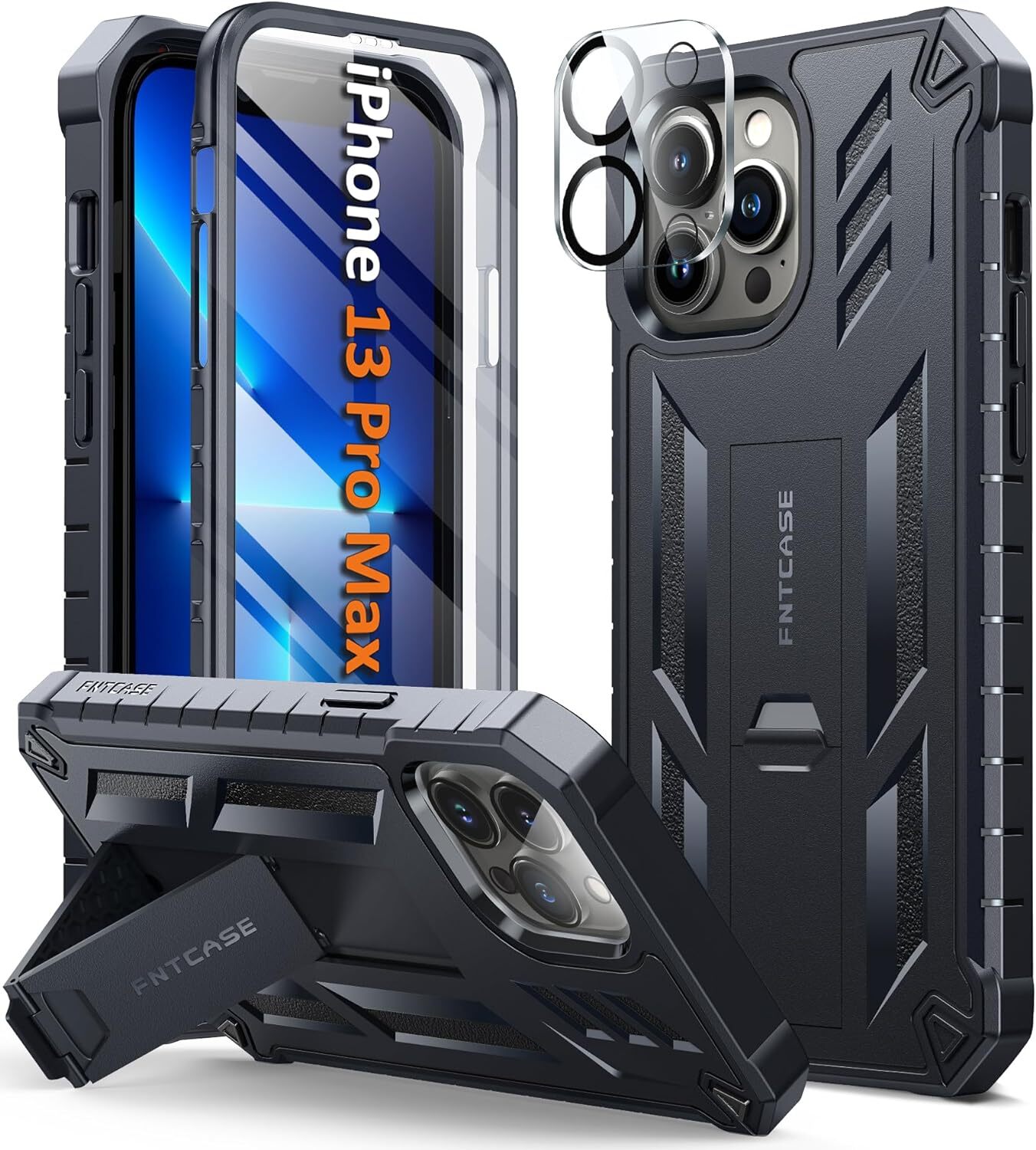 for iPhone 13 Pro-Max Case: Military Grade Shockproof Protective Phone Cover wit