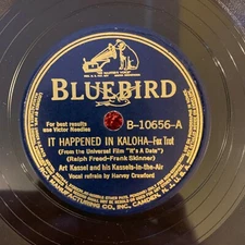BLUEBIRD B-10656 Art Kassel 78rpm It Happened in Kaloha/A Guy Needs a Gal