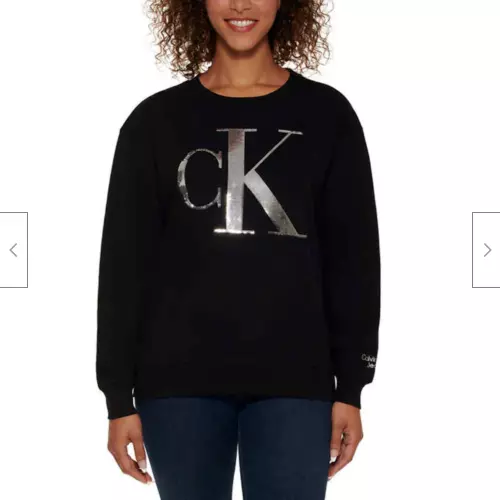 Calvin Klein Jeans CK Sequin Logo Sweatshirt Pullover SIZE M COLOR BLACK |  eBay