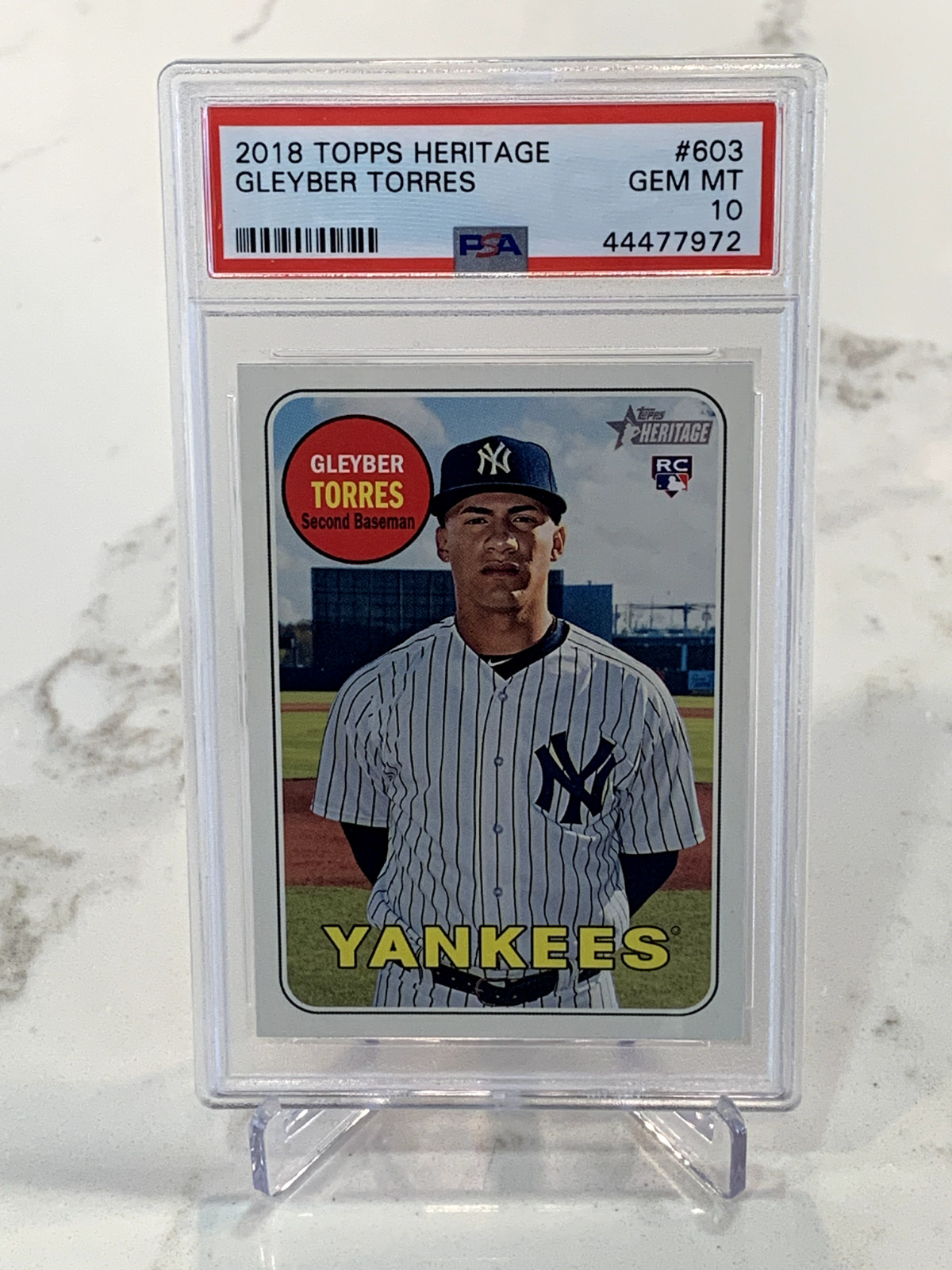 Gleyber Torres - 2018 Topps Heritage #603 Rookie RC PSA 10