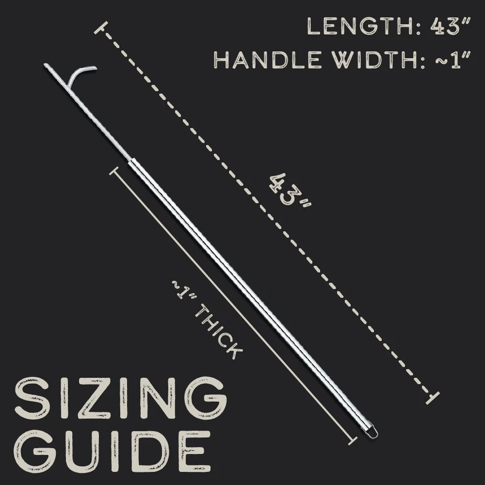 CONCORD 43" Fire Poker, una pieza resistente acero inoxidable para fogata. Foto 2 de 4