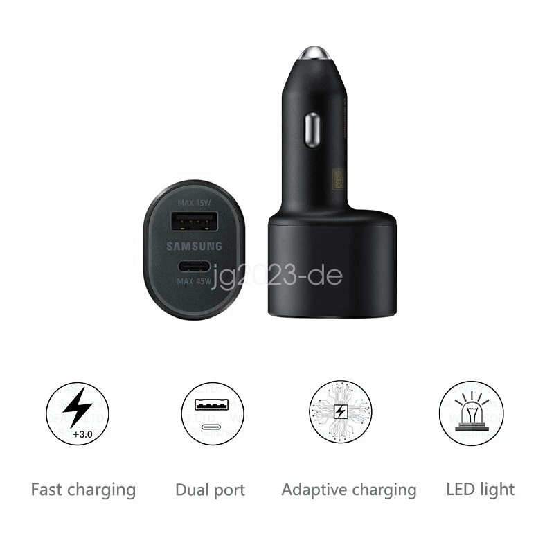 Adaptador Cargador Coche Carga Súper Rápida Original Samsung 45W Cable USB-C PD Foto 3 de 4