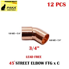 3/4" 45 Degrees Street Elbow FTG x C - COPPER PIPE FITTING (BAG OF12)