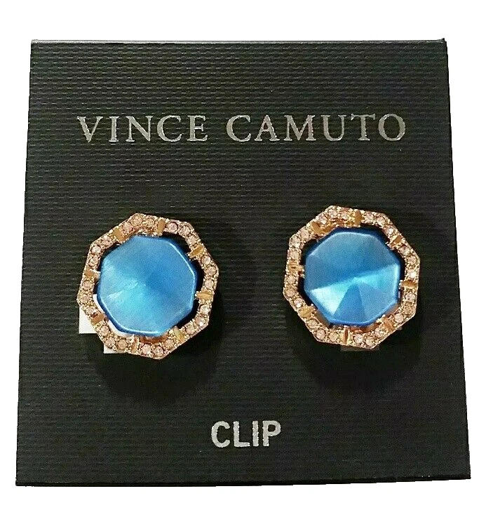 Pendientes Vince Camuto Catseye Pave Cristal Azul Multicolor Chapado en Oro Nuevos con Etiquetas Foto 3 de 4