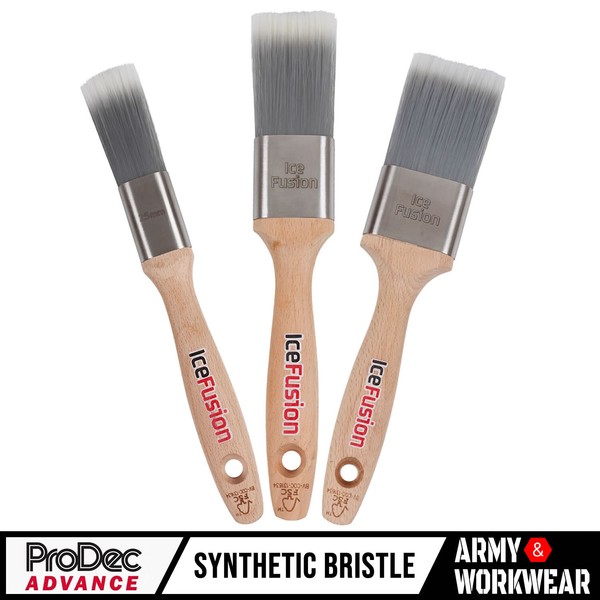 3 X Prodec Eis Verschmelzung Pinsel Flach Schnitt Set Synthetik Borsten Lack-image