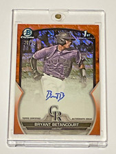 2023 Bowman Chrome Auto ORANGE SHIMMER BRYANT BETANCOURT /25 Rockies 🔥 🔥 🔥